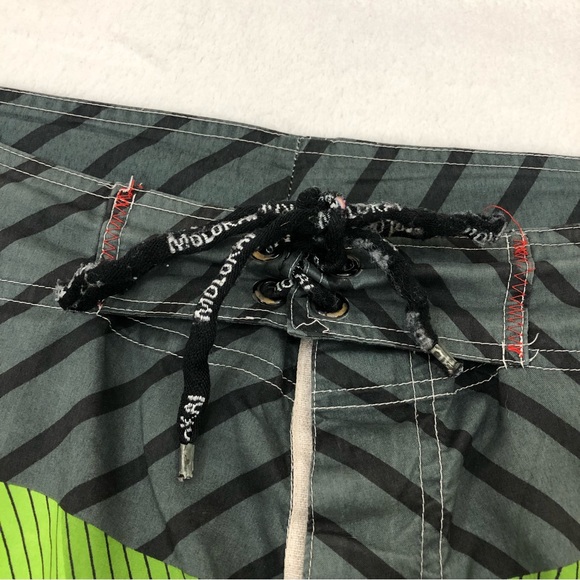 Molokai Surf Co Green & Gray Checkered Striped Swim Trunks Board Shorts Mens 36. - Picture 9 of 9